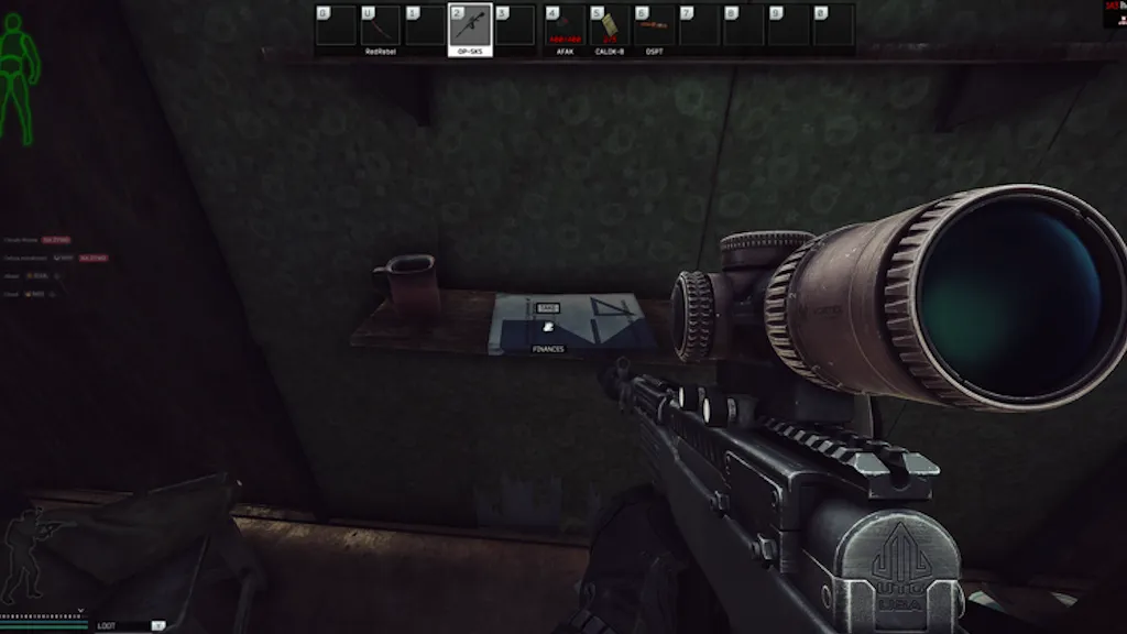Bunkhouse Shelf document spawn screenshot on Customs