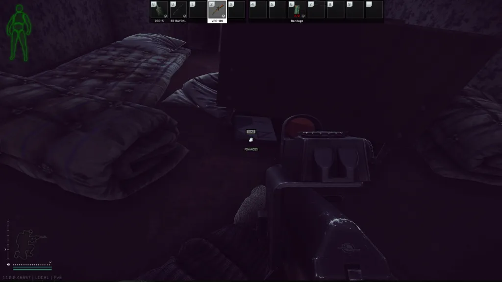 Dorms 212 Bed document spawn screenshot on Customs