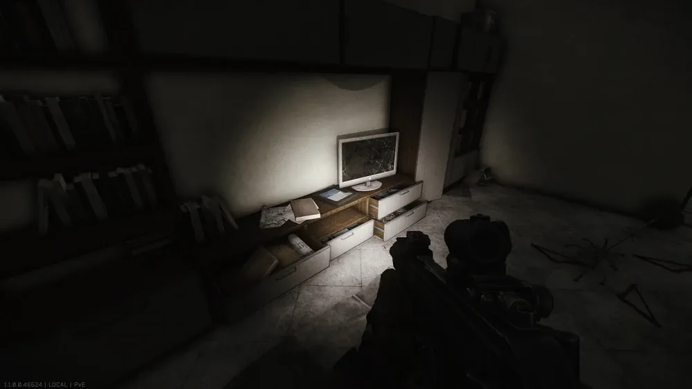 Goshan Office TV Table document spawn screenshot on Interchange