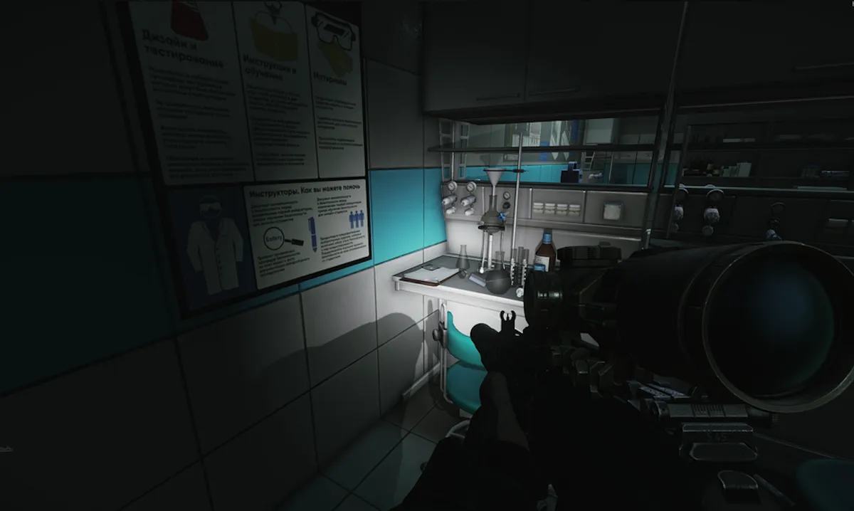 Blue Chemistry Station document spawn screenshot on The Lab