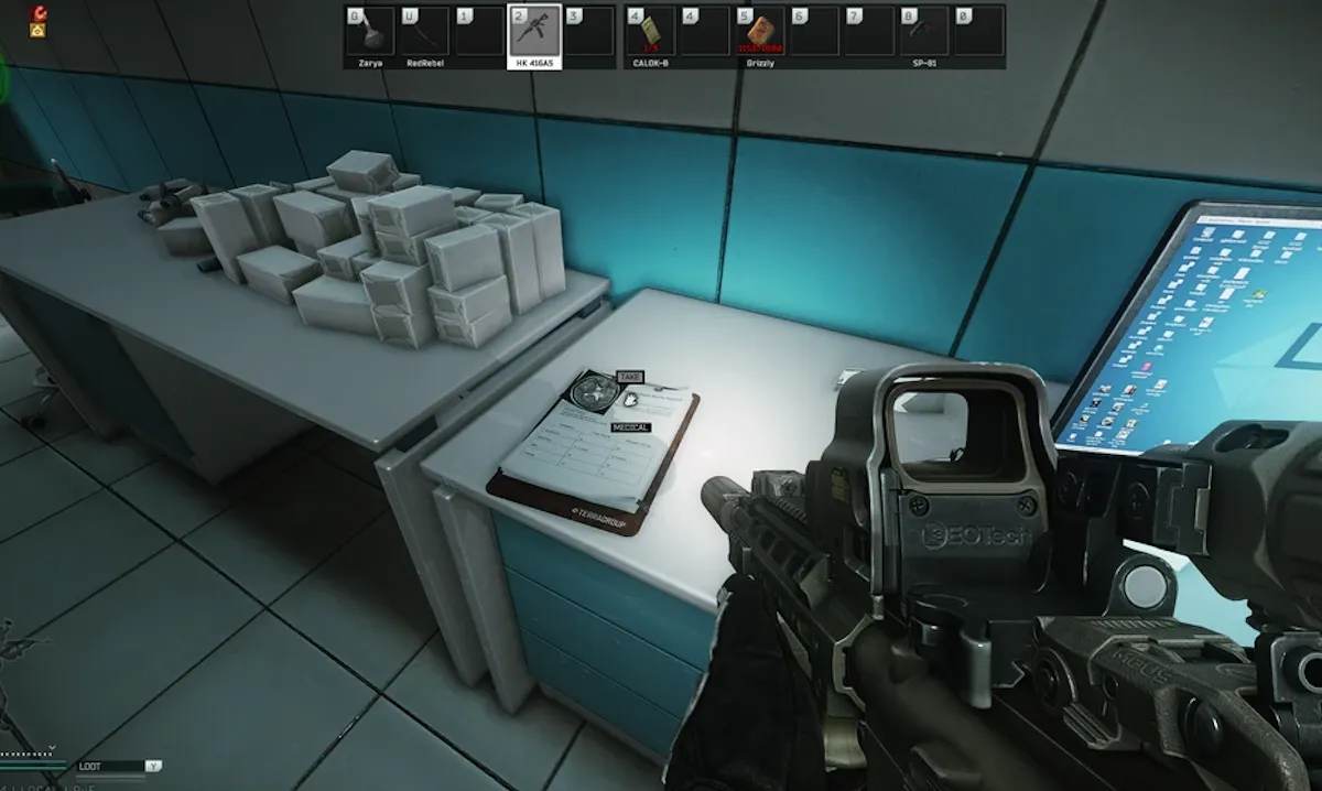 Infirmary Storage Room document spawn screenshot on The Lab