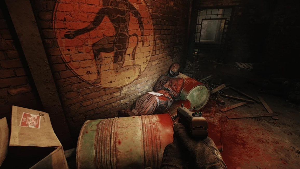 Bagged Corpse document spawn screenshot on The Labyrinth