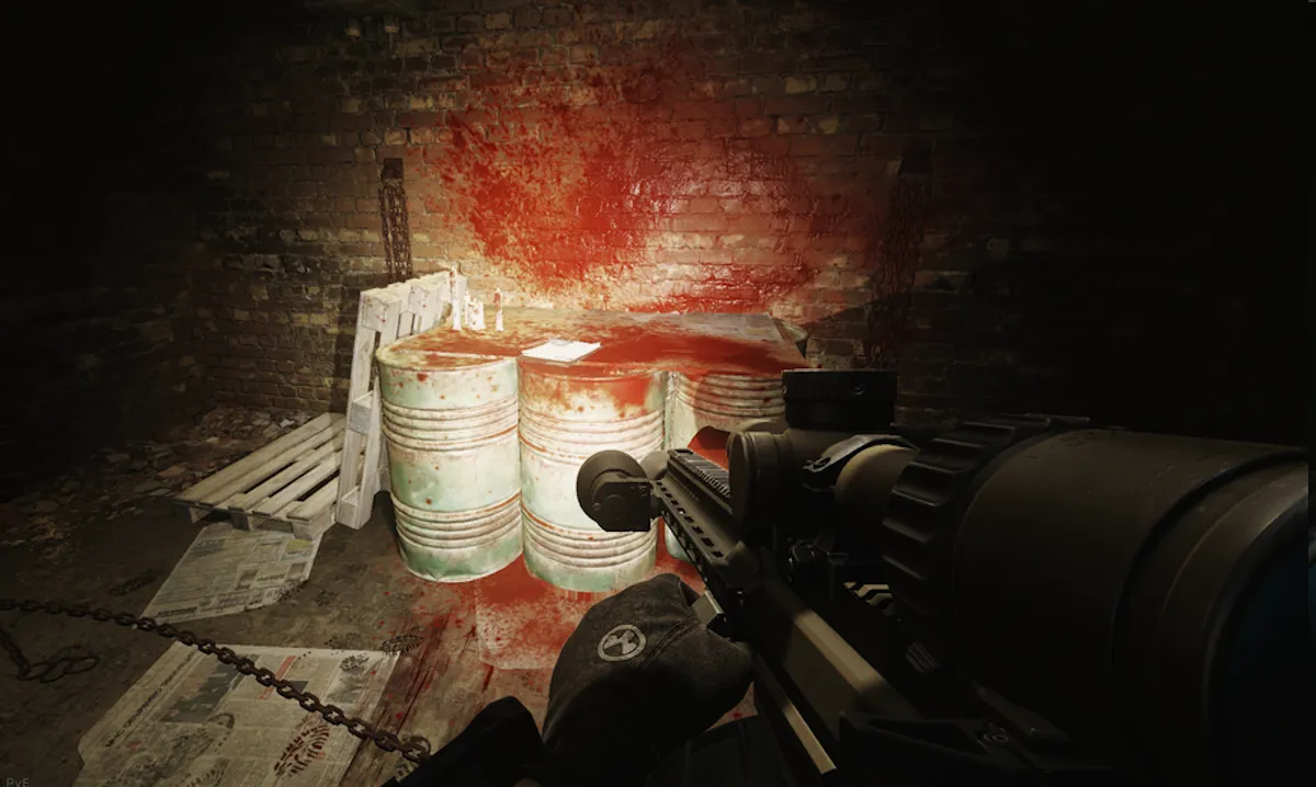 Barrels document spawn screenshot on The Labyrinth