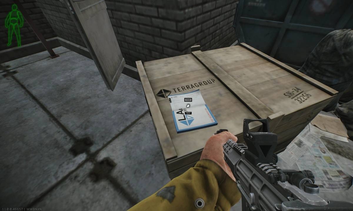 Bus Stop Crate document spawn screenshot on Shoreline