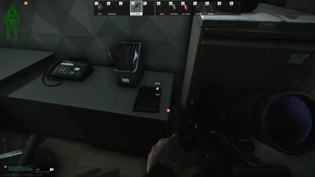 Terragroup Armory document spawn screenshot on Streets of Tarkov