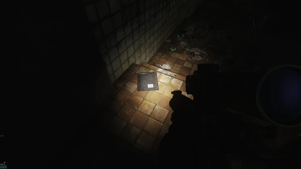 Bunker Showers document spawn screenshot on Woods