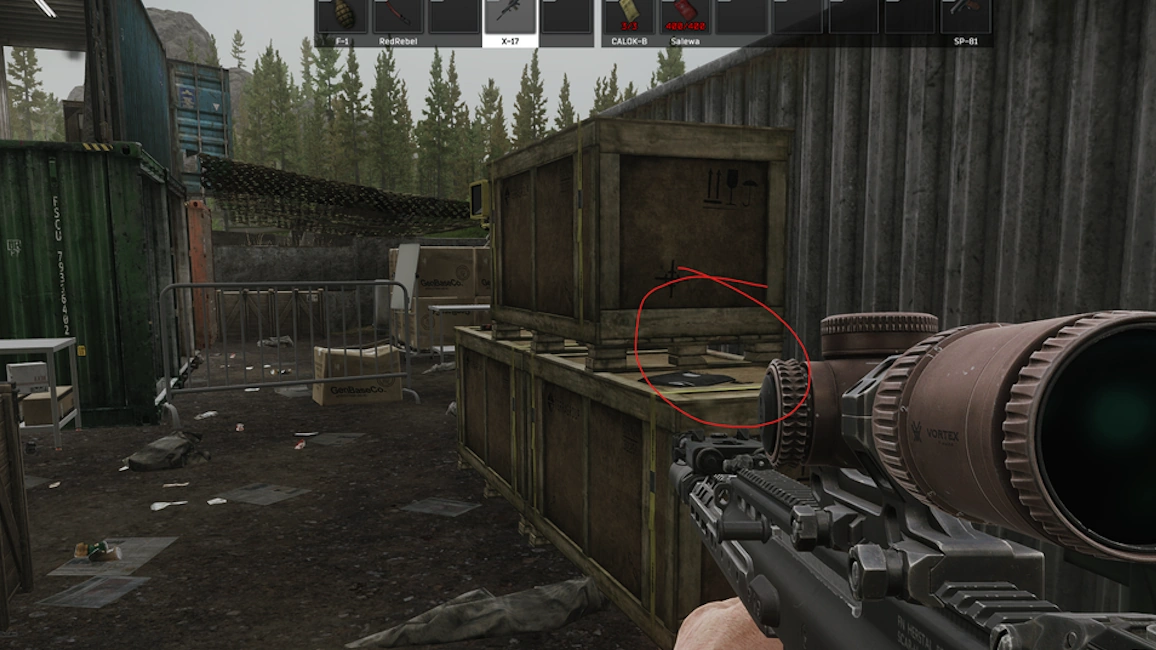 Emercom Crate document spawn screenshot on Woods