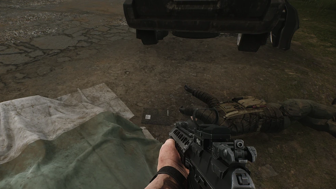 Road to Outskirts document spawn screenshot on Woods
