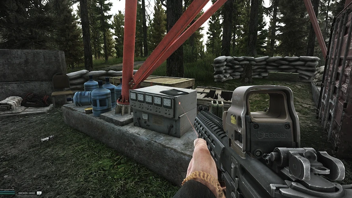 Scav Camp Machinery document spawn screenshot on Woods