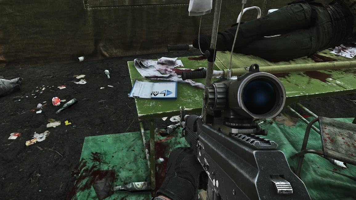 USEC Camp Medical Table document spawn screenshot on Woods