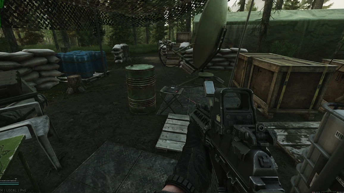 USEC Camp Radar document spawn screenshot on Woods